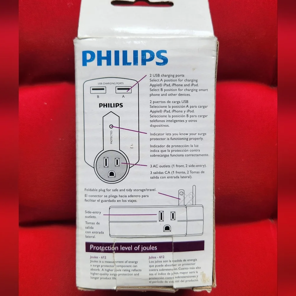 Philips White Travel Surge Protector with USB Ports